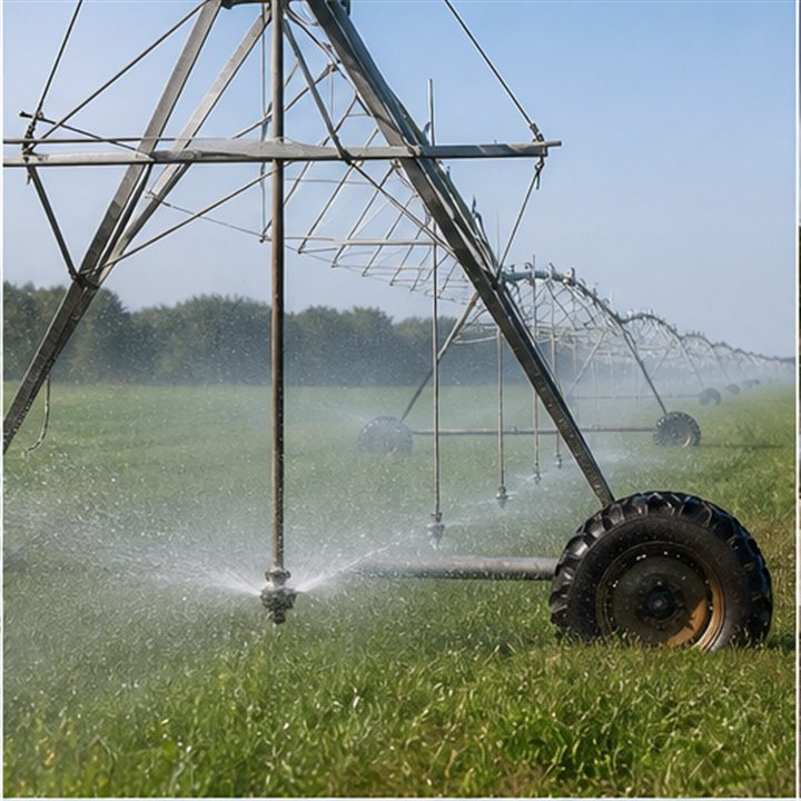 Pivot de rega agrícola em funcionamento